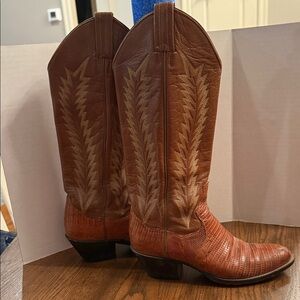 Panhandle Slim Sanders brown leather cowboy boots. Size 5.5